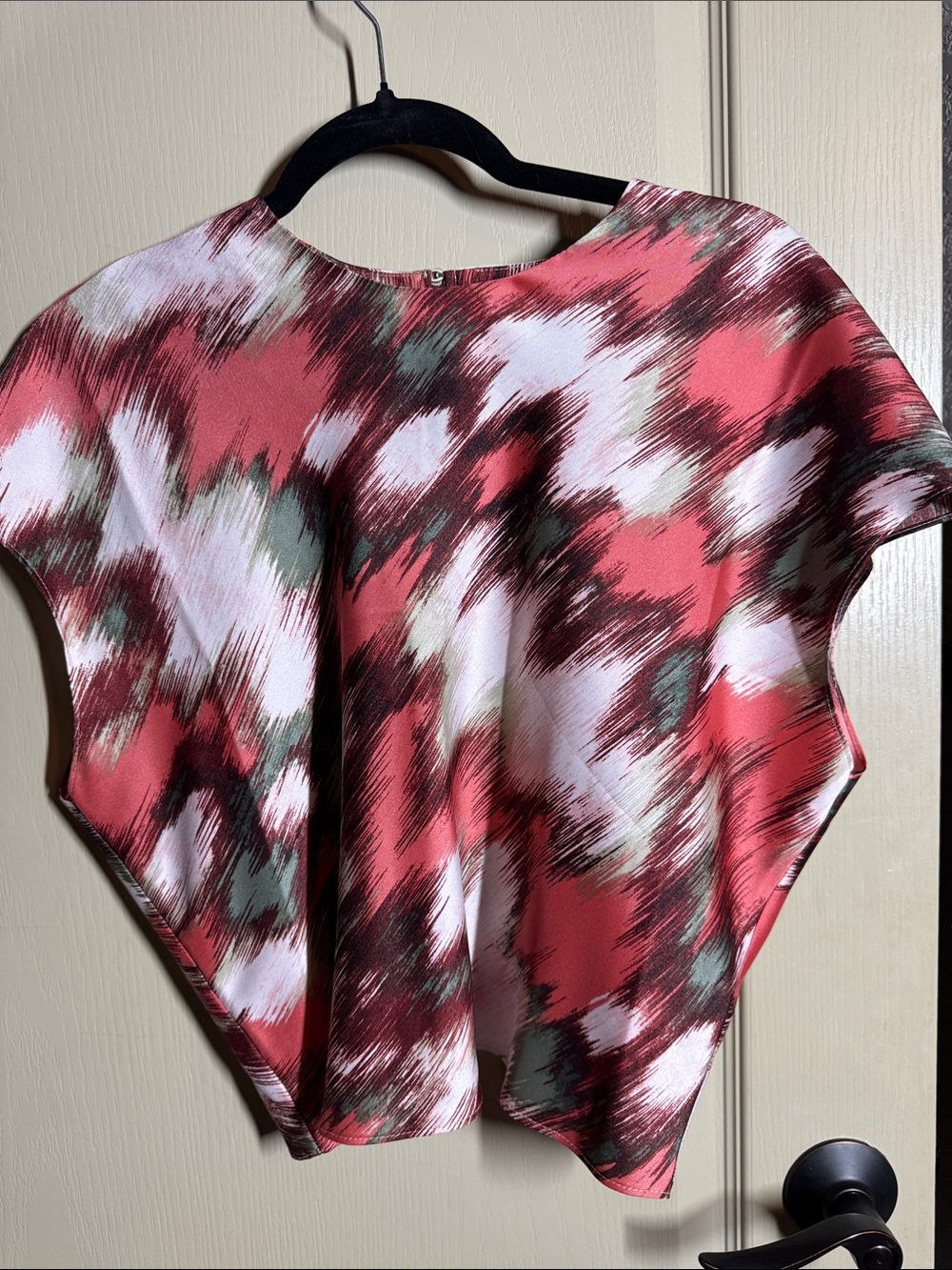 Banana Republic Coral and Olive Abstract Short Sleeve Tunic Size Small